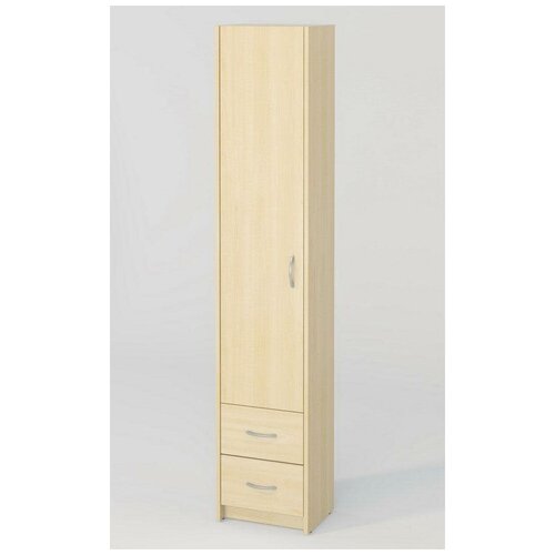 Узкий шкаф-пенал 1 дверь 2 ящика 4 полки 364х326 см МагМебель Миланика-14 левый дуб молочный 11200₽