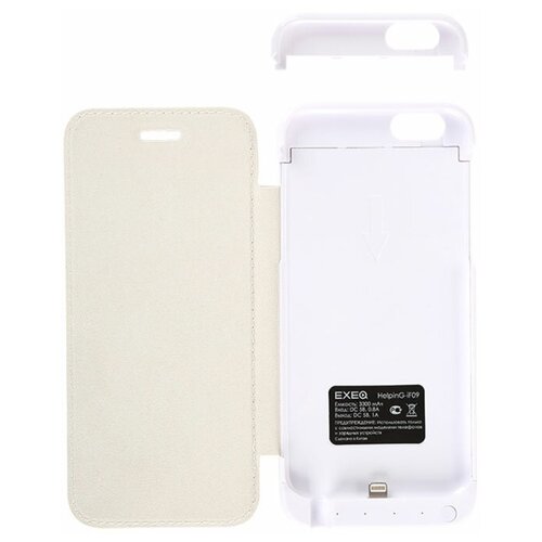 Чехол-аккумулятор EXEQ HelpinG-iF09, белый (iPhone 6, 3300 мАч, флип-кейс)