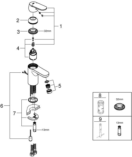 Смеситель для раковины GROHE - фото №6