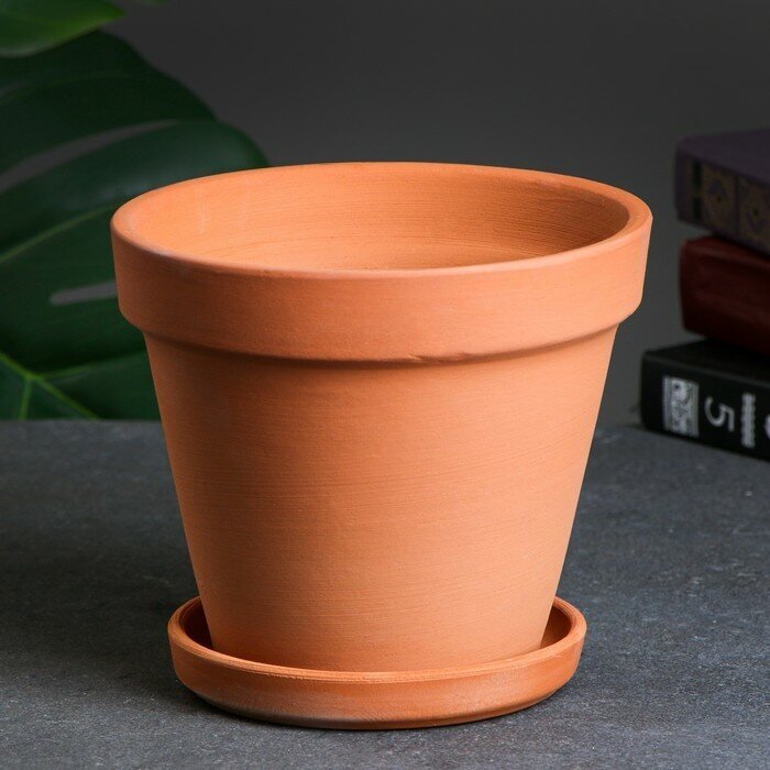 Горшок цветочный с поддоном 1 2 л  терракот керамика   М 