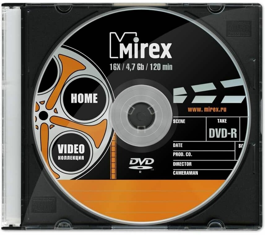 Диск DVD+R Mirex 4.7 Gb, 16x, Slim Case (1), (1/200)