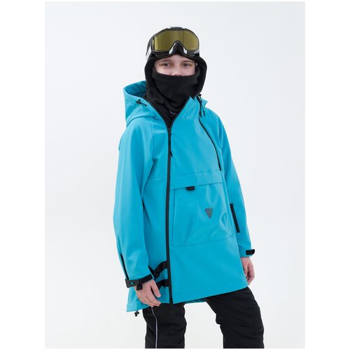 Горнолыжная куртка Sherysheff, несъемный капюшон, светоотражающие элементы, мембранная, регулируемый капюшон, водонепроницаемая, регулируемые манжеты, регулируемый край, карман для ски-пасса, ветрозащитная, карманы, размер 122, бирюзовый