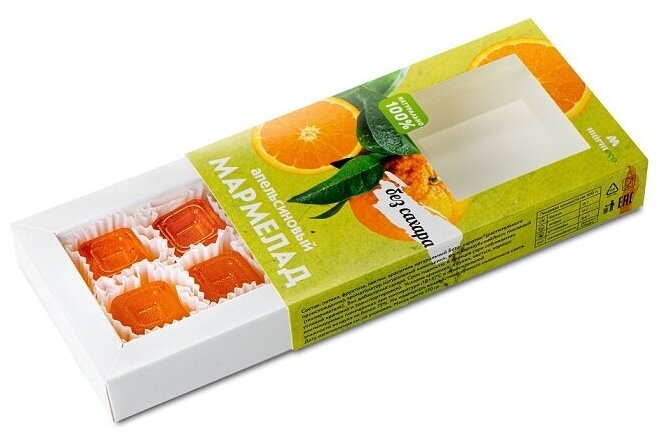Мармелад "Апельсиновый" без сахара т.м. MARMECO, 170 гр - фотография № 3