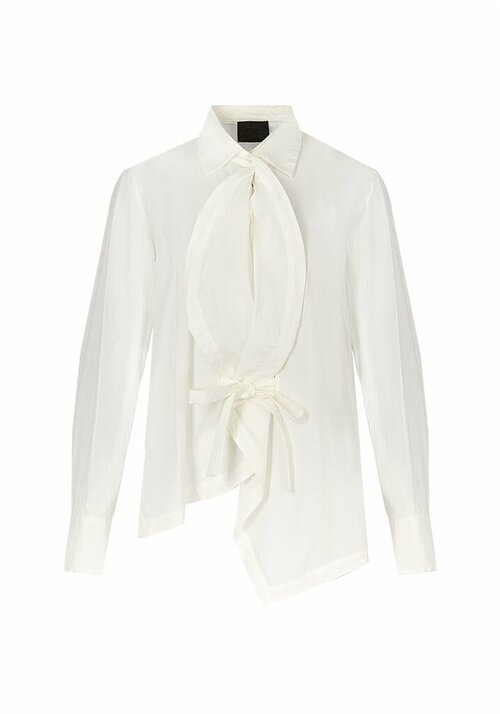 Рубашка  Sonia Speciale, повседневный стиль, свободный силуэт, длинный рукав, баска, размер 42, белый