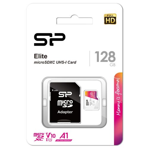 Карта памяти SILICON POWER micro SDXC 128Gb Elite Class 10 UHS-I U1 A1 + ADP (100/10 Mb/s)