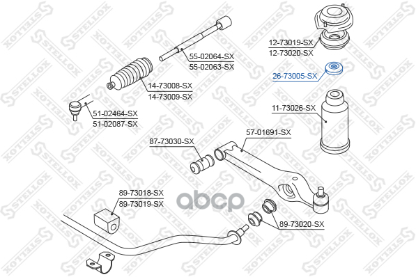 26-73005-Sx_=873 1605 [96528088] ! Подшипник Опоры Аморт Daewoo Matiz 98> Stellox арт. 2673005SX