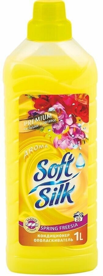 Romax Кондиционер - Ополаскиватель Soft Silk PREMIUM для тканей Spring freesia, 1 л