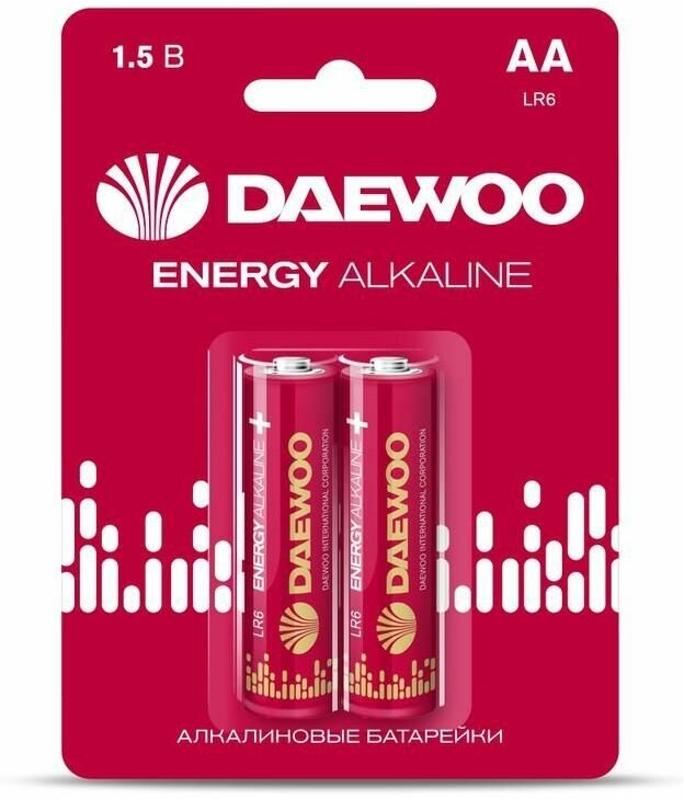 Элемент питания алкалиновый AA/LR6 1.5В Energy Alkaline 2021 BL-2 (уп.2шт) DAEWOO 5029750