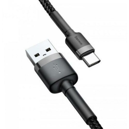 Кабель Baseus Cafule Cable USB - Type-C 3A 1м (CATKLF-B91) (gray) catklf bg1 baseus baseus cafule cable usb for type c 3a 1m gray black