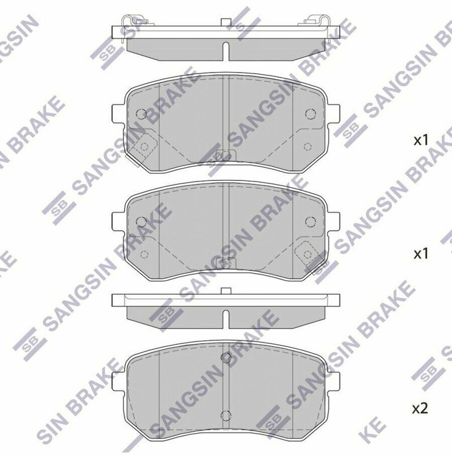 Дисковые тормозные колодки задние SANGSIN BRAKE SP1189 для Kia Picanto (4 шт.)GDB3421