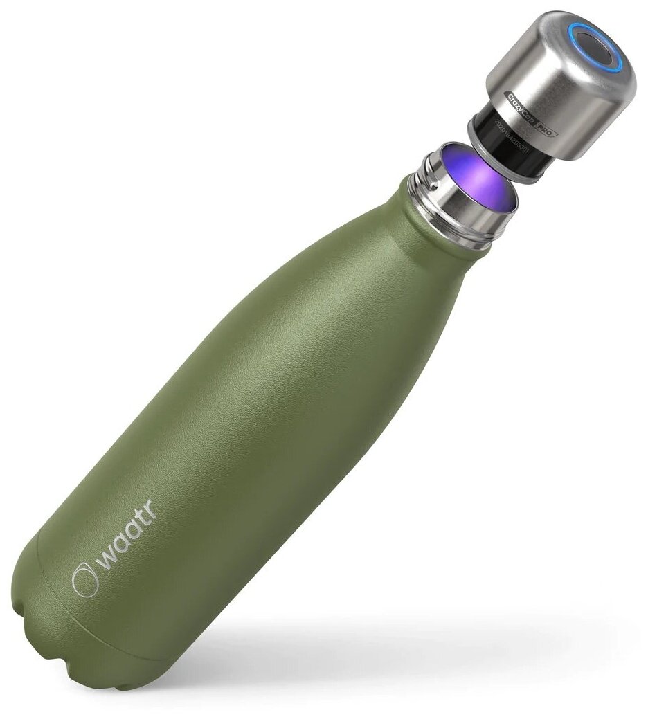 Умная бутылка для воды CrazyCap Pro с УФ-стерилизатором, зеленый