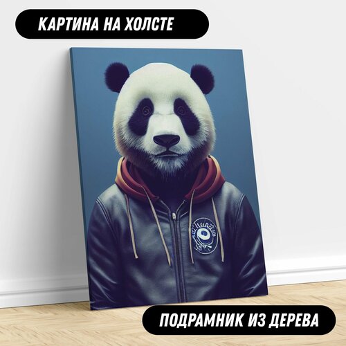 Картина на холсте панда нейро арт постер для интерьера 30*40