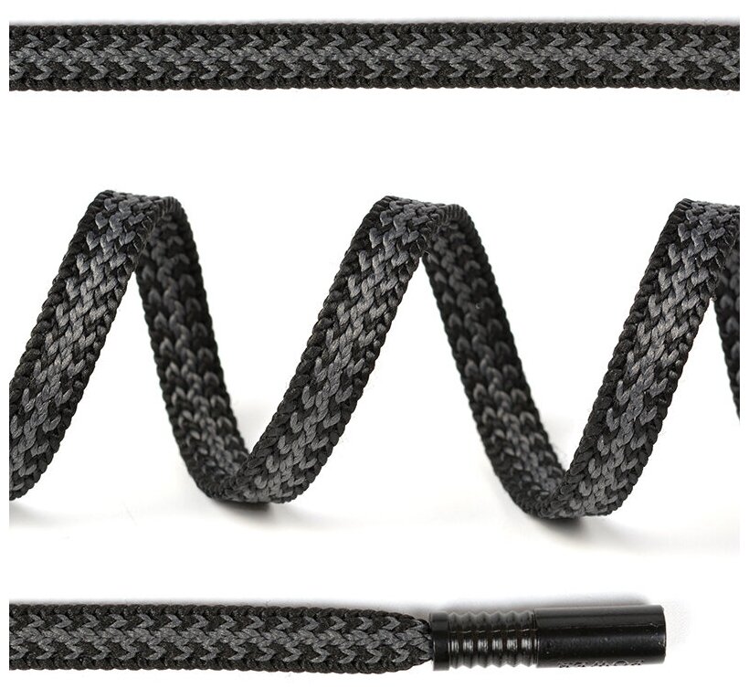 Шнурки TBY плоские 8мм арт. SLF028.10 длина 130 см цв. черный/серый уп.10 шт
