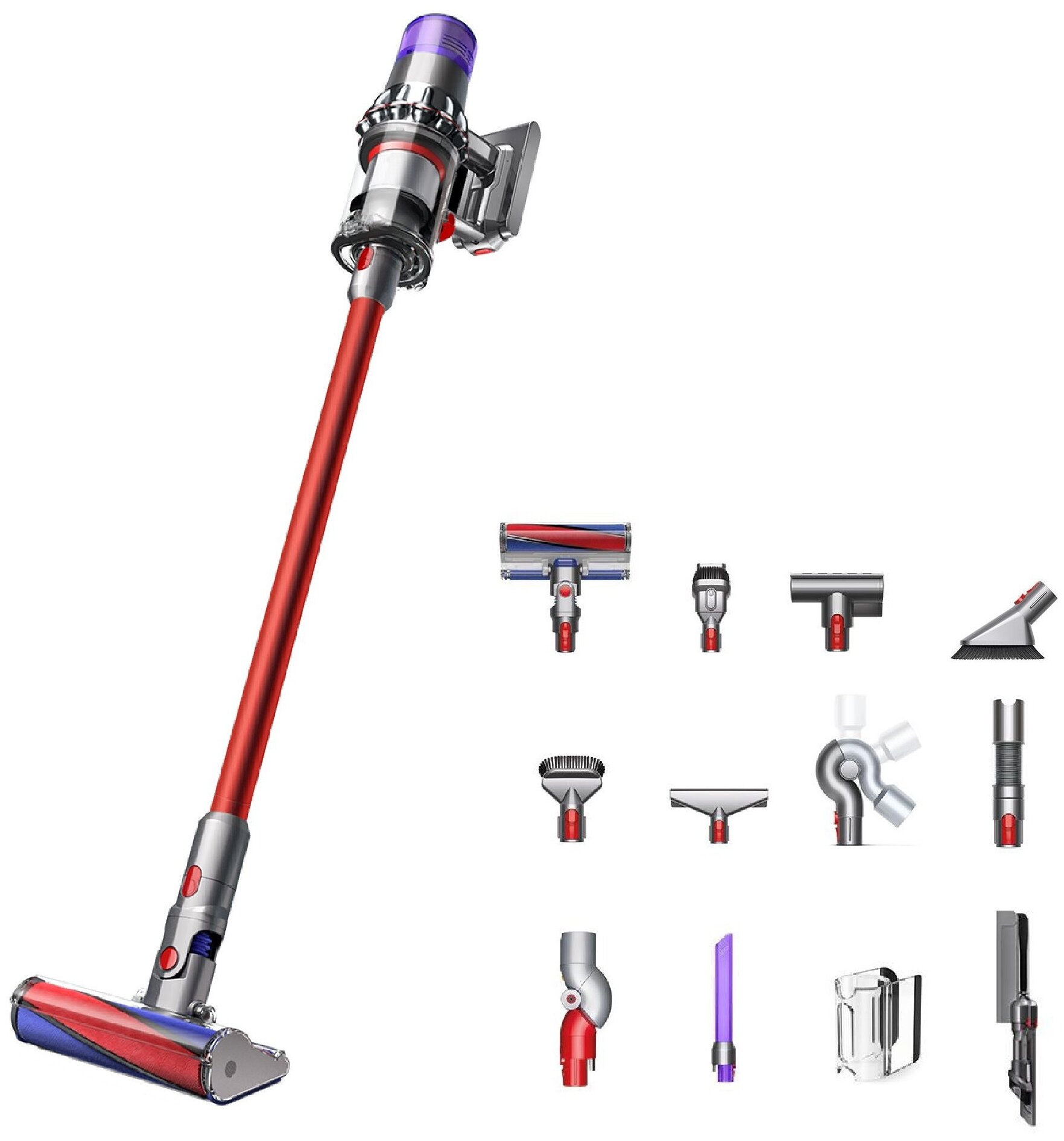 Пылесос Dyson V11 Fluffy extra (SV15) CN, nickel/red