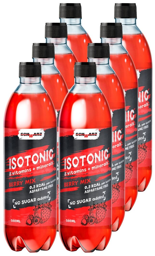 Напиток "SCHWARZ" негазированный с содержанием сока ISOTONIC ягодный микс 500 мл / 8 шт / изотоник без сахара