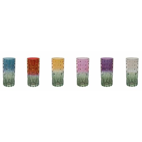 Набор высоких стаканов Cre Art MISTRAL 6шт, хрустальное стекло, H 15