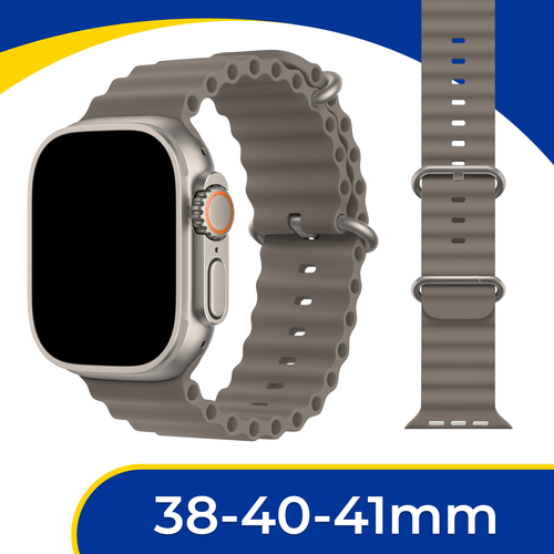 Силиконовый ремешок для Apple Watch 1 8, SE 38, 40, 41 мм / Спортивный браслет на смарт часы Эпл Вотч 1, 2, 3, 4, 5, 6, 7, 8 и СЕ / Серый