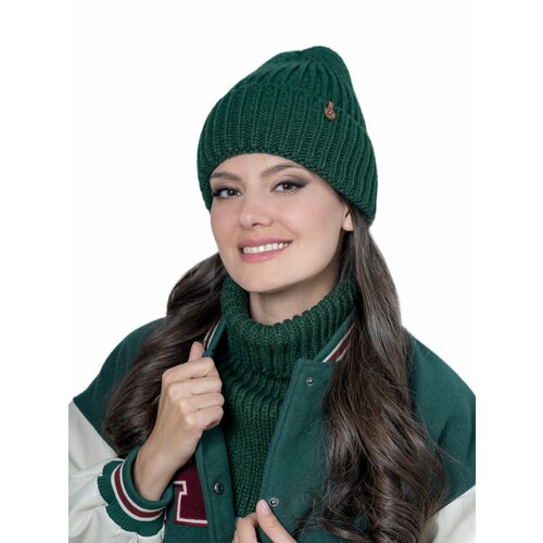 фото Шапка бини landre, размер 56-59 см, зеленый