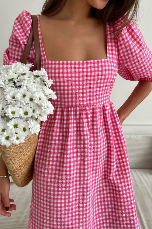 Платье-тюльпан Charmstore, повседневное, полуприлегающее, мини, открытая спина, размер XS/S, розовый