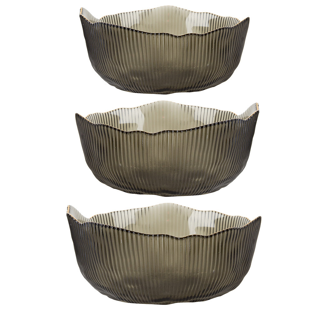 Набор салатников 3 шт "Frost strip" d=12,5/15,5/19см, объем 350/700/1300мл, Nouvelle, стекло