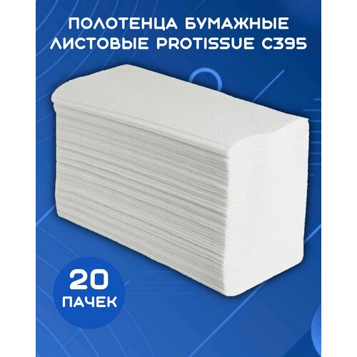 полотенца бумажные листовые protissue с193 v 1 сл 250 л 1 пачка comfort Полотенца бумажные листовые PROtissue С395 V, 1 сл, 250 л, 20 пачек, Comfort