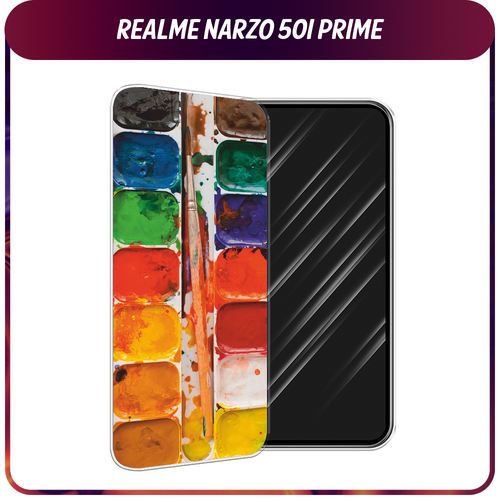 Силиконовый чехол на Realme Narzo 50i Prime / Реалми Нарзо 50i Прайм Акварель силиконовый чехол глаза масляная живопись на realme narzo 50i prime реалми нарзо 50i прайм
