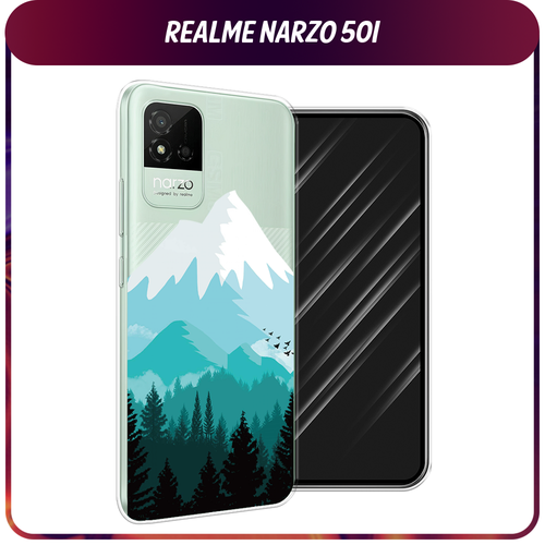 Силиконовый чехол на Realme Narzo 50i / Реалми Нарзо 50i Синяя снежная гора, прозрачный силиконовый чехол на realme narzo 50i реалми нарзо 50i папоротник фон 2 прозрачный