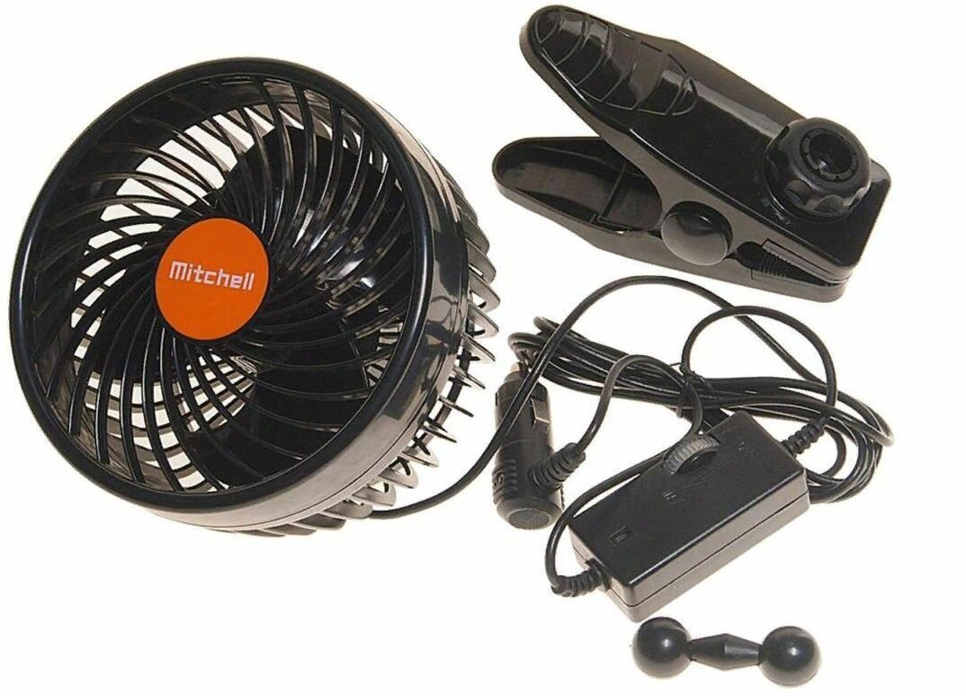 Вентилятор HX-604 16см (6") 24V (12W) диммер, на прищепке, с регулируемыми углами обдува black/orange MITCHELL NEW