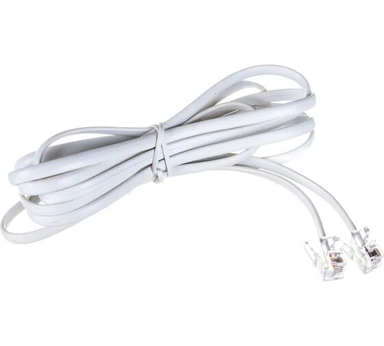 Телефонный шнур-удлинитель 3 м REXANT RJ-11 джек-джек, 6P-4C, белый 18-3031