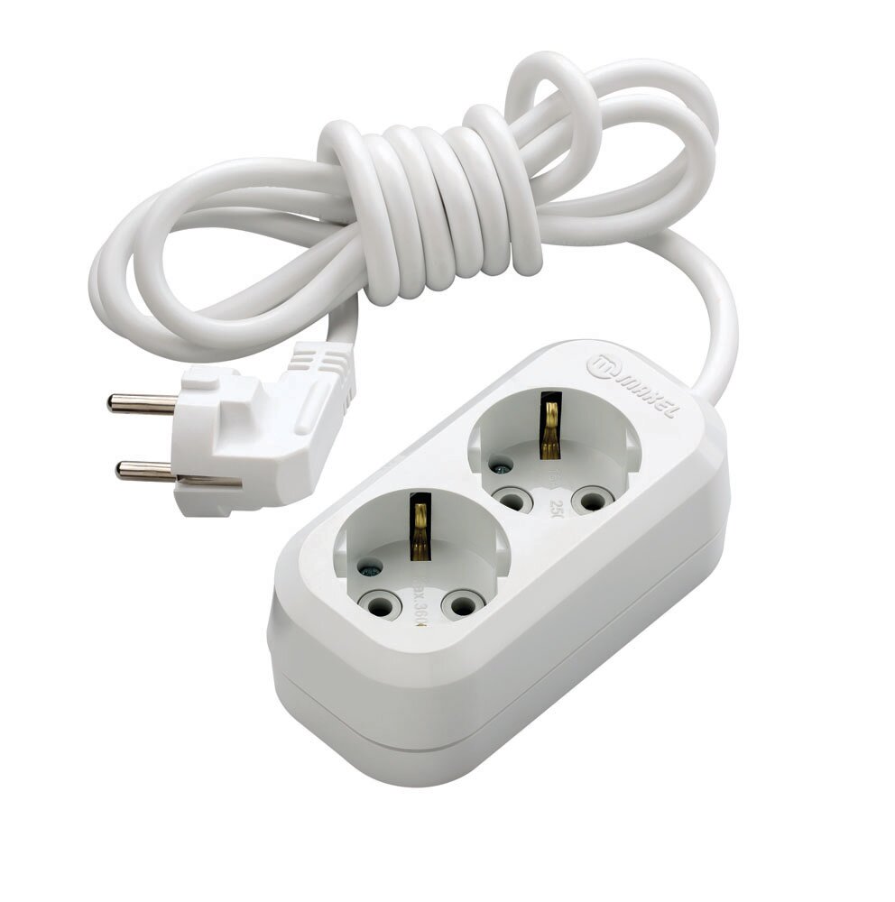 Сетевой удлинитель с заземлением MAKEL 2*3 MGP 113 на 3 метра 2 розетки 3,5 кВт 16А белый