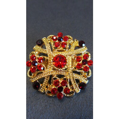 Брошь, стразы, 1 шт., красный