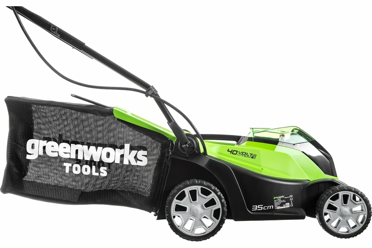 Изображение Газонокосилка аккумуляторная GreenWorks 40V, 35 см, c 1хАКБ 2 Ач c USB и ЗУ 2501907USB2