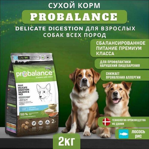 Сухой корм ProBalance Delicate Digestion для взрослых собак всех пород с лососем и рисом, при нарушении пищеварения, 2 кг