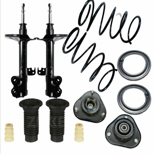 Комплект передней подвески пружины + амортизаторы + опоры + пыльник и отбойник на Lifan Solano / BYD F3 / Geely Vision / Toyota Corolla E120 2001- 2007