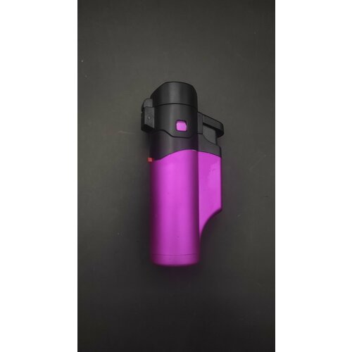 Мини горелка газовая турбо пламя зажигалка туристическая с пьезоподжигом розовая 250₽
