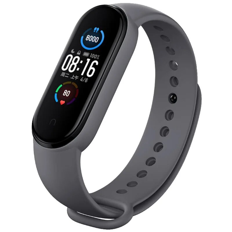 Xiaomi Mi Band 5 6 7, серый силиконовый ремешок C24