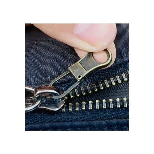 Пуллер для молнии (застежка, держатель, язычок для бегунка молнии) съемный, металл, плоский, старинная бронза, 5 шт.