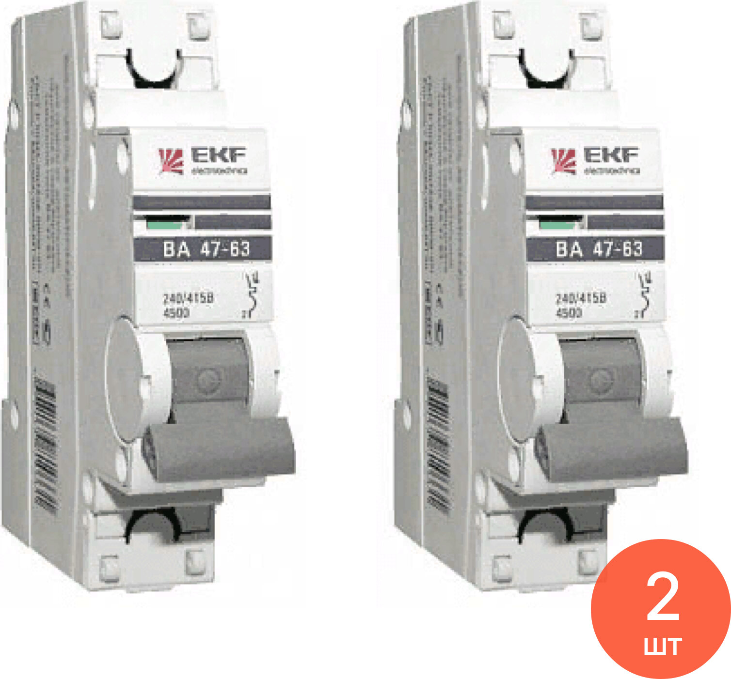 Автоматический выключатель EKF / ЕКФ ВА47-63 PROxima 1Р 40А характеристика С 4.5кА mcb4763-1-40C-pro / электроавтомат (комплект из 2 шт)