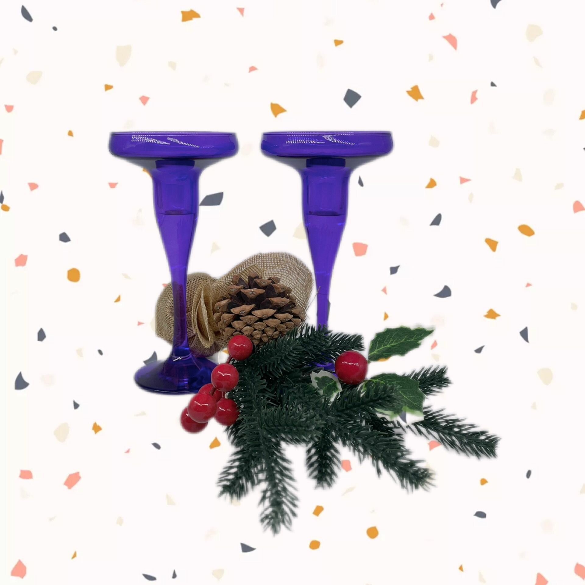 Набор подсвечников Pasabahce 44021, стекло, фиолетовый, настольный, 17х8,2х2,5см — фото 1