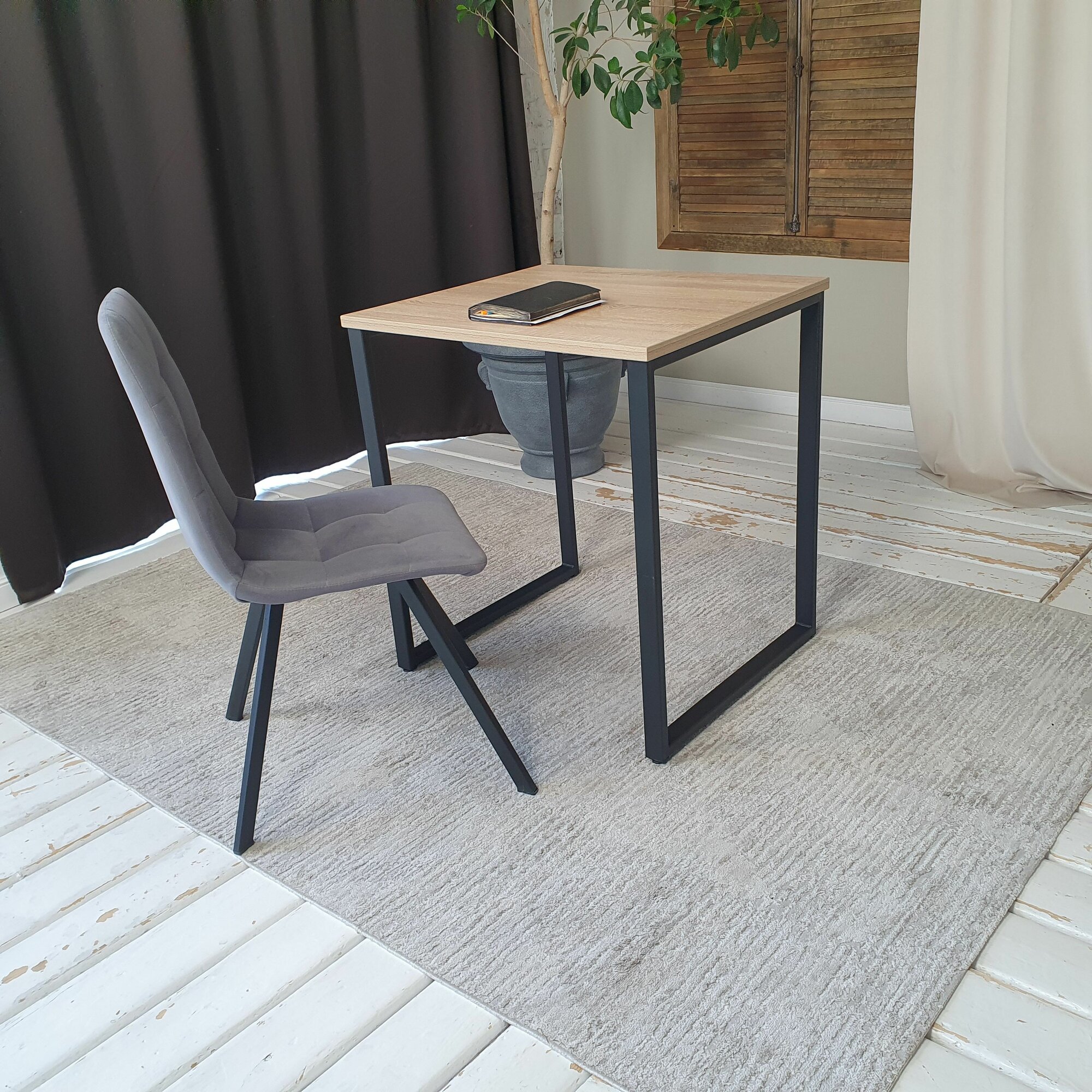 Письменный стол лофт Дуб 70*60 см. Черные ножки — фото 1