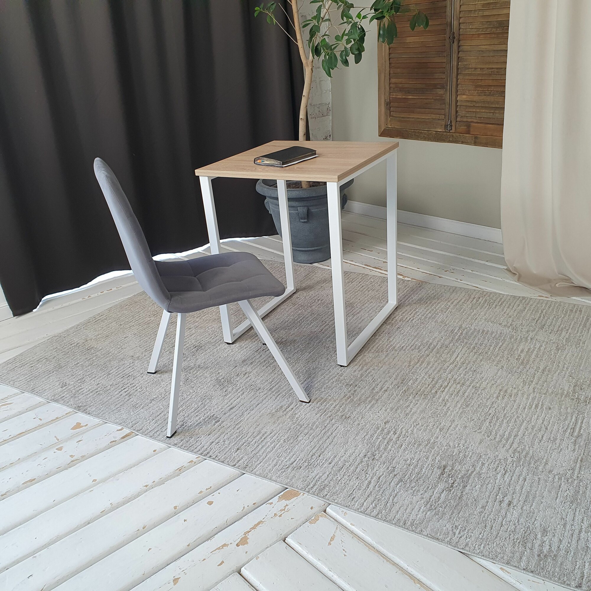 Письменный стол лофт Дуб 60*60 см. Белые ножки