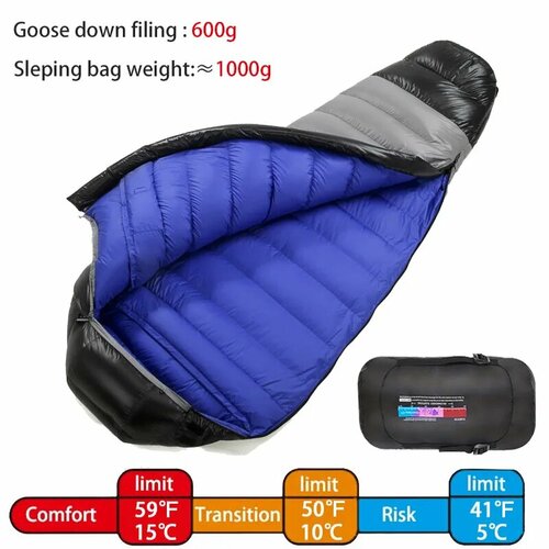 Зимний спальный мешок Mummy из гусиного пуха Blue-600g 5644₽