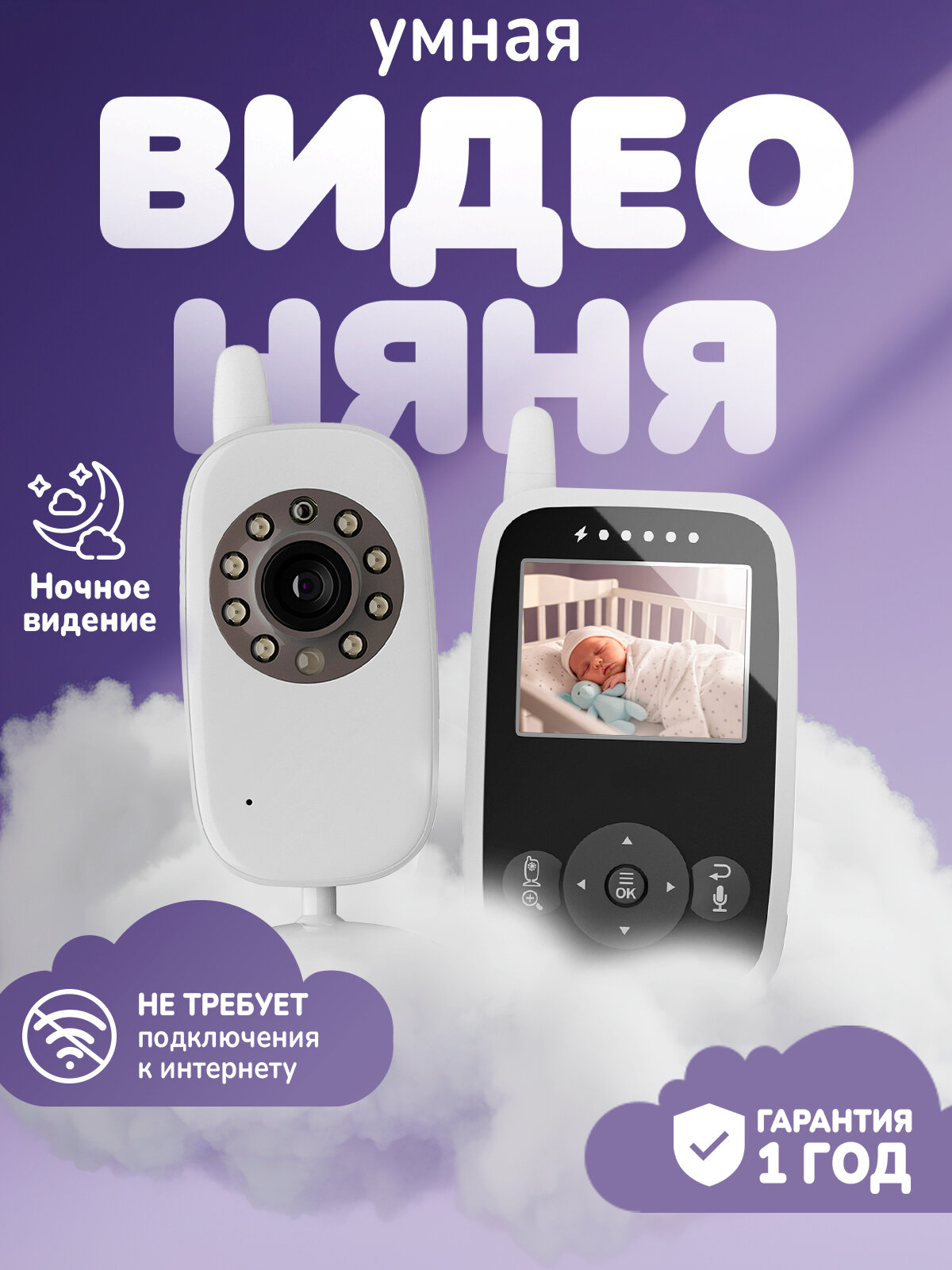 Беспроводная видеоняня Baby 24 радионяня с камерой ночного видения