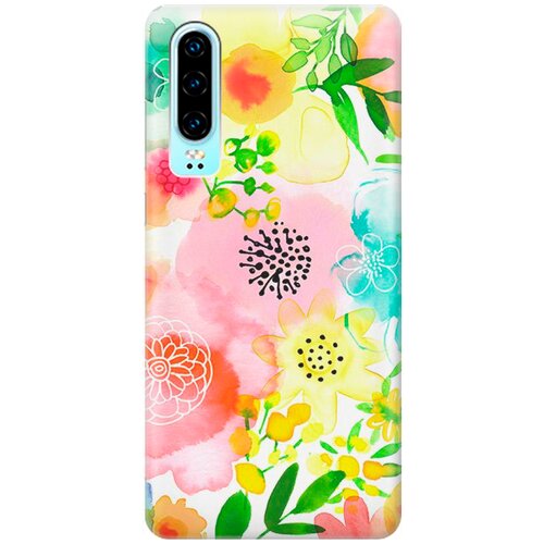 фото Силиконовый чехол на huawei p30 / хуавей п30 с принтом "разноцветные цветочки" re:pa
