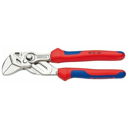 Сантехнические клещи Knipex 86 05 180 180 мм серебристый/красный/синий