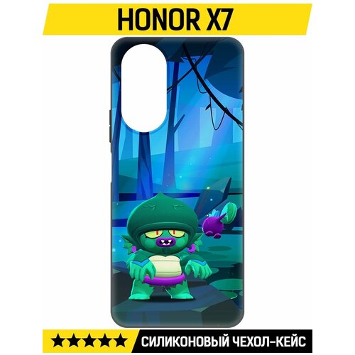 Чехол-накладка Krutoff Soft Case Brawl Stars - Болотный Джин для Honor X7 черный чехол накладка krutoff soft case brawl stars болотный джин для honor 70 черный