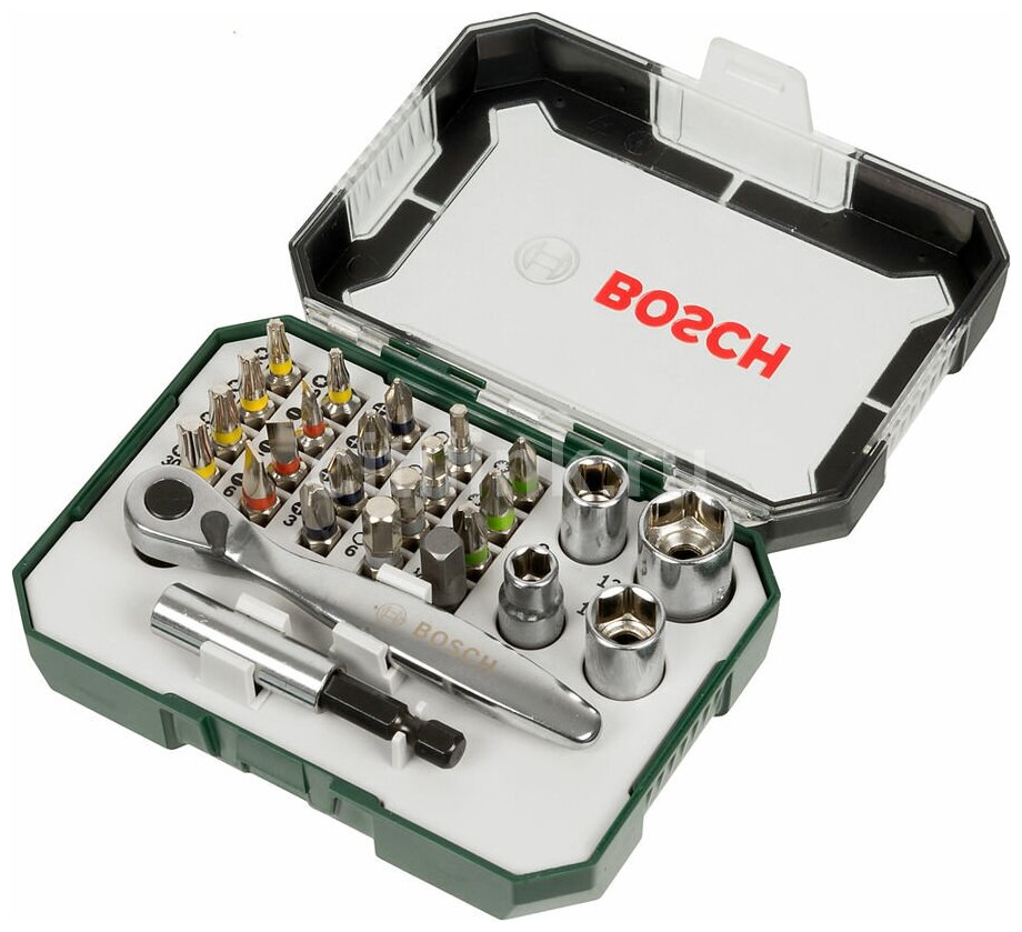 Набор бит-26 с трещоткой + угловая отвертка Bosch (2607017392)