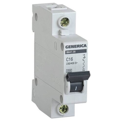 Автоматический выключатель GENERICA 1п C 6А 4.5кА ВА47-29, MVA25-1-006-C