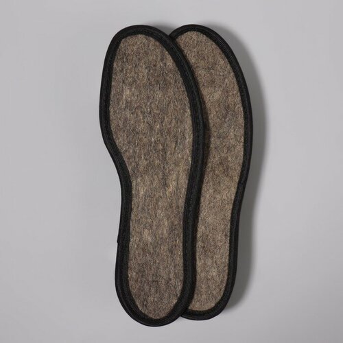 Стельки для обуви, грубый войлок, с окантовкой, 50 р-р, пара, цвет коричневый/чёрный
