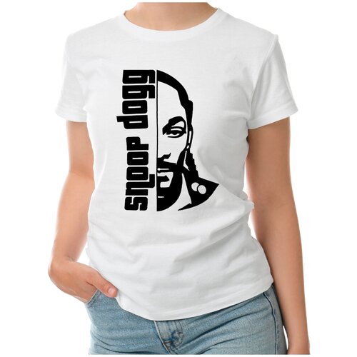 Женская футболка «Snoop Dogg. Rapper. Снуп Дог.» (2XL, белый)